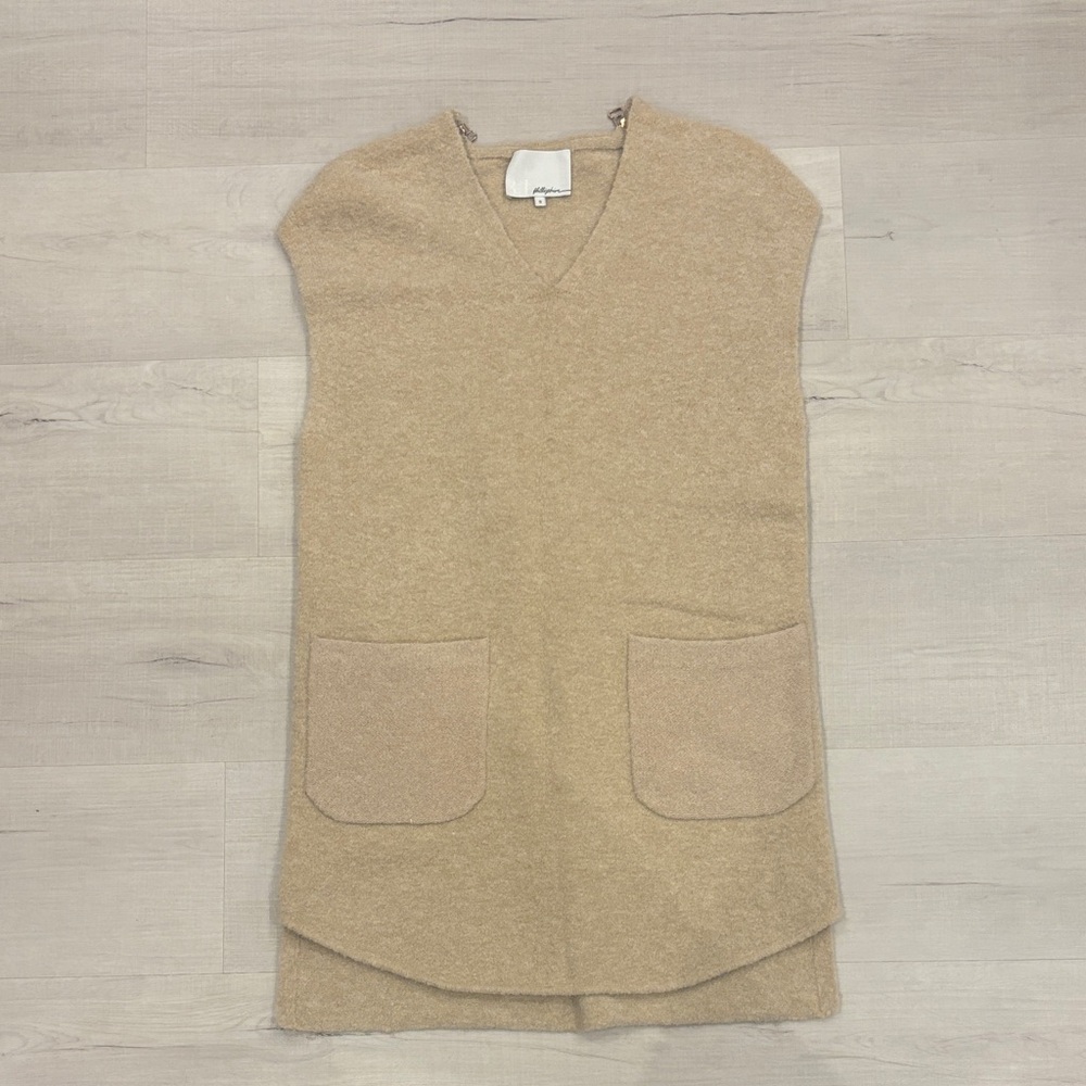 Beige Sleeveless Knit dress with Pockets